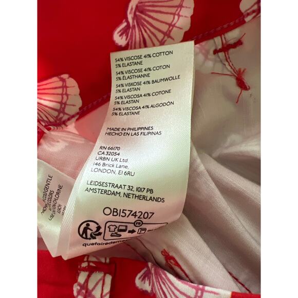 NWT Maeve Anthropologie The Collette Wide Leg Crop Pant Red Pink Sea Shells 31 - Picture 6 of 9